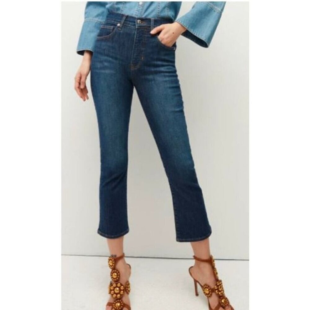 Veronica Beard Carly Kick Flare High Rise 27 Denim Jean Modern Minimalist